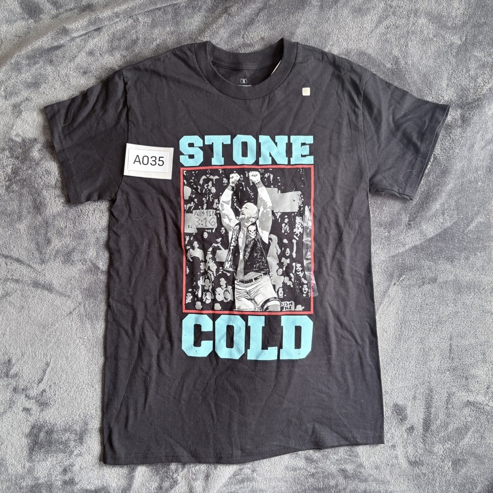 Vintage Stone Cold Steve Austin Graphic T Shirt Black Mens Size S WWE Retro NWT